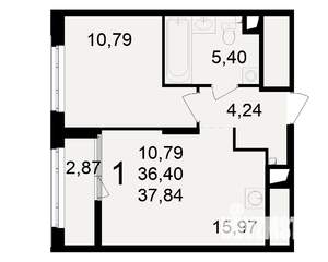 1-к квартира, вторичка, 36м2, 14/23 этаж
