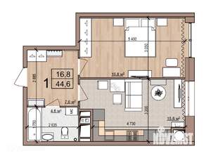 1-к квартира, вторичка, 45м2, 3/22 этаж