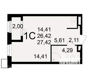 1-к квартира, вторичка, 27м2, 11/24 этаж