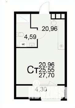 1-к квартира, вторичка, 28м2, 19/22 этаж