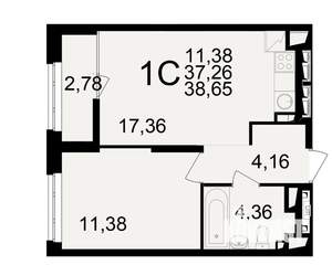 1-к квартира, вторичка, 37м2, 9/25 этаж