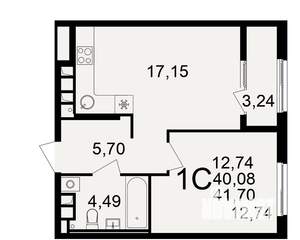 1-к квартира, вторичка, 40м2, 16/21 этаж