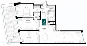 3-к квартира, вторичка, 131м2, 3/14 этаж