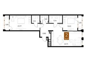 2-к квартира, вторичка, 95м2, 8/8 этаж
