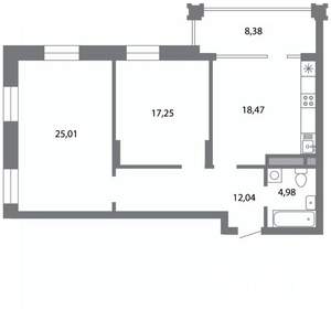 2-к квартира, строящийся дом, 82м2, 2/5 этаж