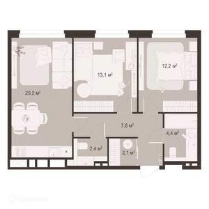 2-к квартира, вторичка, 62м2, 2/9 этаж