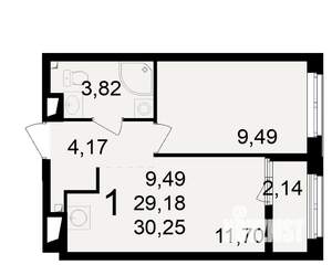 1-к квартира, вторичка, 29м2, 12/23 этаж