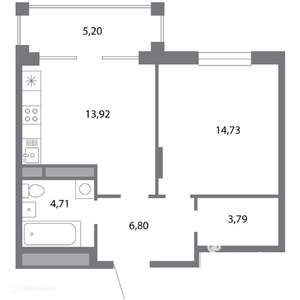 1-к квартира, вторичка, 47м2, 4/6 этаж