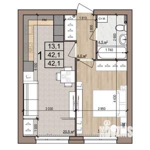 1-к квартира, строящийся дом, 42м2, 2/25 этаж