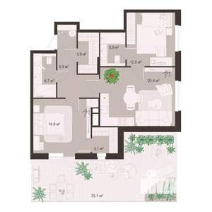 2-к квартира, строящийся дом, 109м2, 1/8 этаж