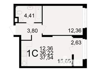 1-к квартира, вторичка, 36м2, 12/25 этаж