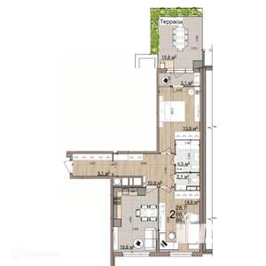2-к квартира, вторичка, 86м2, 1/26 этаж