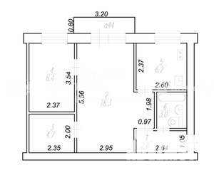 2-к квартира, вторичка, 43м2, 4/4 этаж