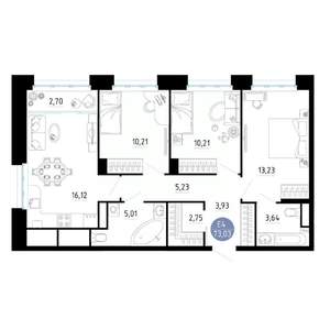 3-к квартира, вторичка, 73м2, 21/25 этаж
