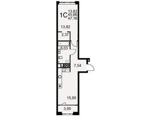1-к квартира, вторичка, 46м2, 2/10 этаж