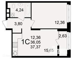 1-к квартира, вторичка, 37м2, 17/26 этаж