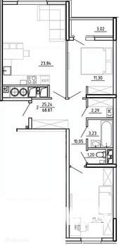 2-к квартира, вторичка, 69м2, 18/26 этаж