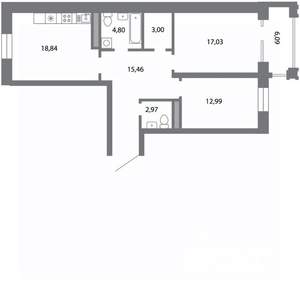2-к квартира, строящийся дом, 78м2, 2/5 этаж