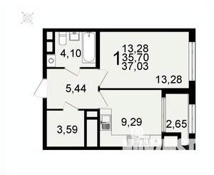 1-к квартира, вторичка, 37м2, 25/26 этаж