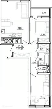 2-к квартира, вторичка, 69м2, 8/26 этаж