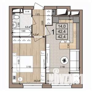 1-к квартира, вторичка, 42м2, 23/25 этаж