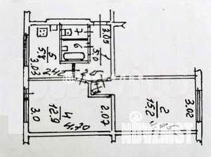 2-к квартира, вторичка, 43м2, 1/5 этаж