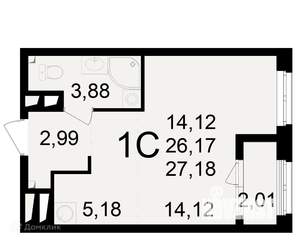 1-к квартира, вторичка, 27м2, 20/24 этаж
