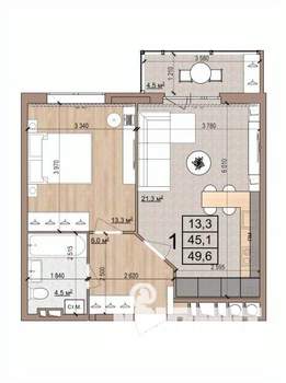 1-к квартира, вторичка, 50м2, 13/17 этаж