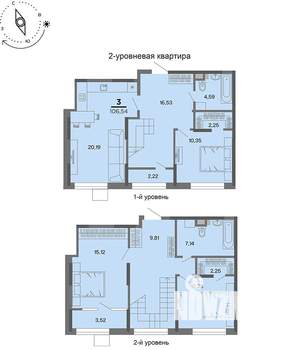 3-к квартира, вторичка, 107м2, 22/22 этаж