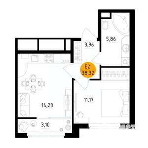 1-к квартира, вторичка, 38м2, 6/25 этаж