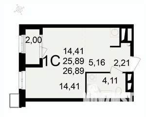 1-к квартира, вторичка, 27м2, 18/24 этаж