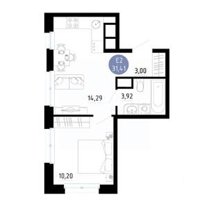 1-к квартира, вторичка, 31м2, 9/14 этаж