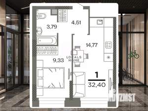 1-к квартира, вторичка, 32м2, 21/26 этаж