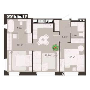 2-к квартира, строящийся дом, 63м2, 2/8 этаж