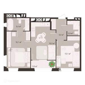 2-к квартира, вторичка, 63м2, 7/9 этаж