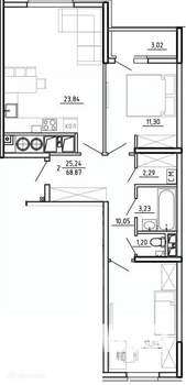 2-к квартира, вторичка, 69м2, 24/26 этаж