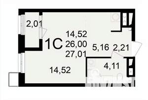 1-к квартира, вторичка, 27м2, 15/24 этаж