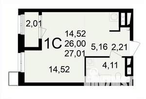 1-к квартира, вторичка, 27м2, 22/24 этаж