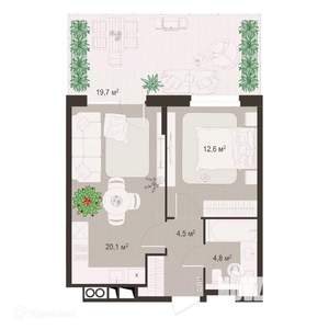 1-к квартира, вторичка, 62м2, 1/9 этаж