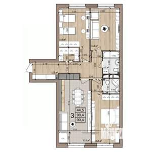 3-к квартира, строящийся дом, 90м2, 11/25 этаж