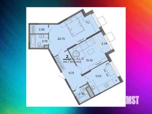 2-к квартира, вторичка, 67м2, 9/22 этаж