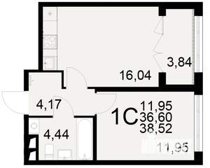 1-к квартира, вторичка, 37м2, 3/25 этаж