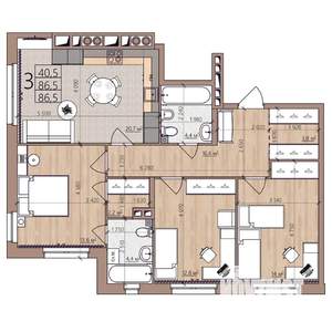 3-к квартира, вторичка, 87м2, 2/8 этаж