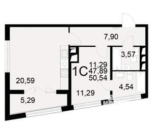1-к квартира, вторичка, 48м2, 4/25 этаж