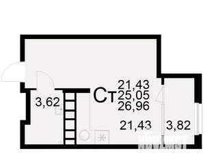 1-к квартира, вторичка, 25м2, 16/21 этаж