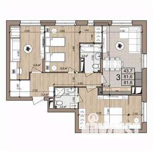 3-к квартира, вторичка, 82м2, 7/25 этаж