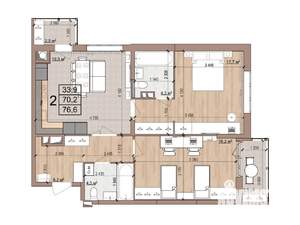 2-к квартира, вторичка, 77м2, 13/16 этаж