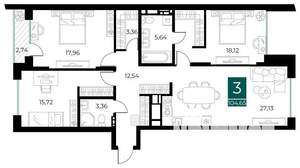 3-к квартира, вторичка, 105м2, 3/14 этаж