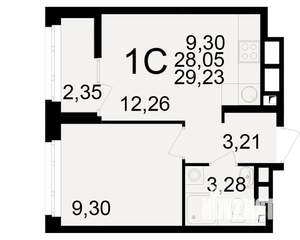 1-к квартира, вторичка, 28м2, 22/25 этаж