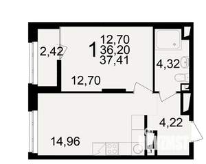 1-к квартира, вторичка, 36м2, 9/25 этаж